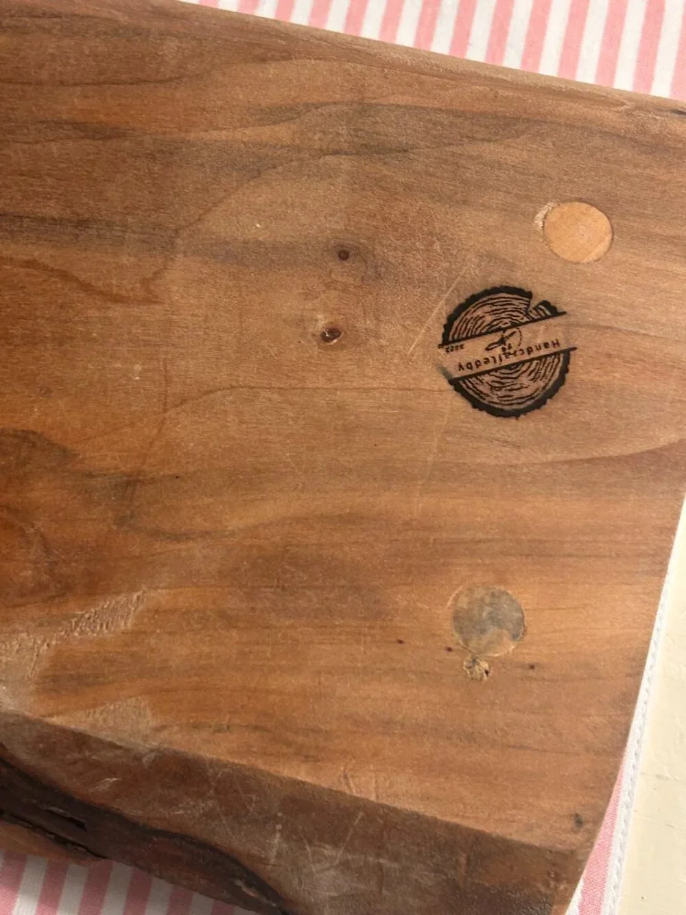 Artisan Live Edge Wooden Tray With Handles